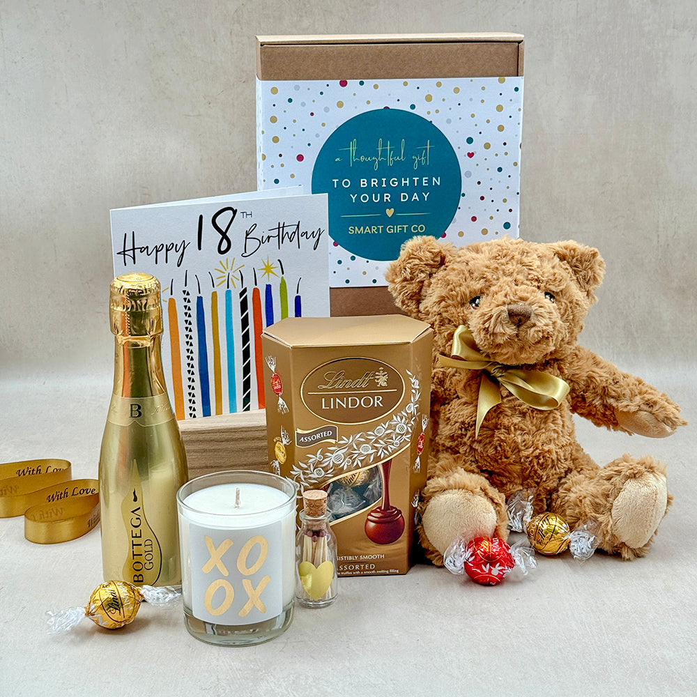 Luxury 18th Birthday Gift Box with Teddy Bear & Prosecco