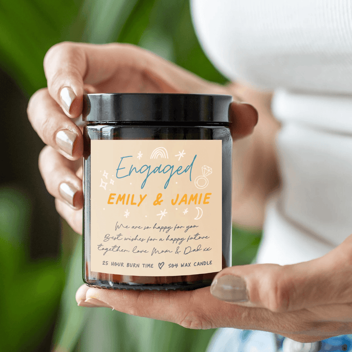 Personalised Engagement Candle Gift - Doodle Theme