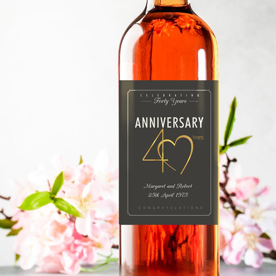 40th Wedding Anniversary Wine Gift