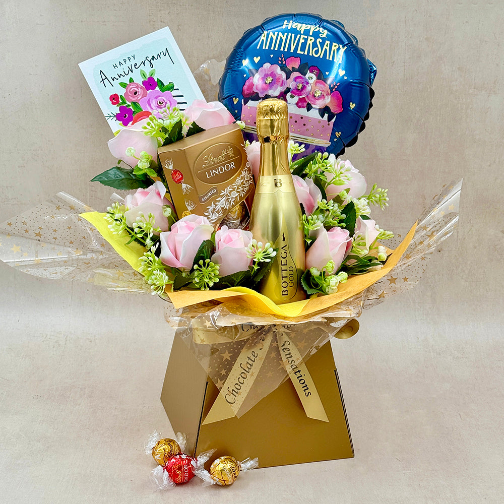Happy Anniversary Chocolate Bouquet with Prosecco