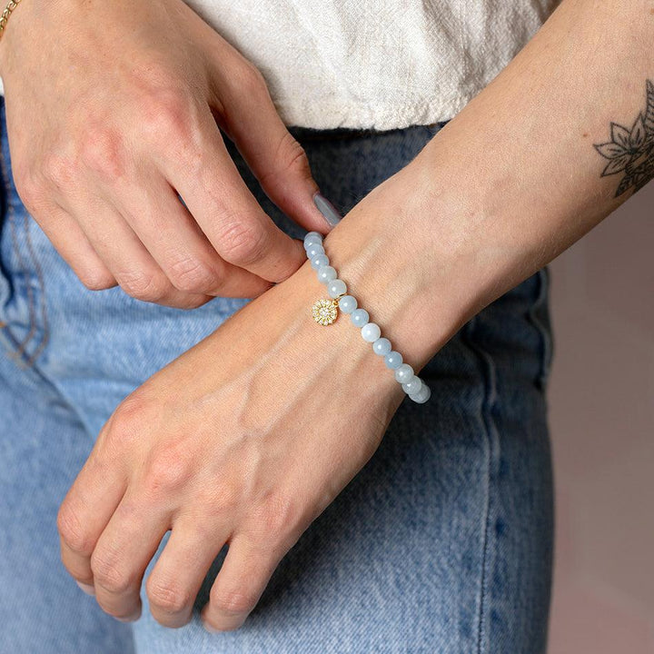 Aquamarine Bracelet with Celestial Charm