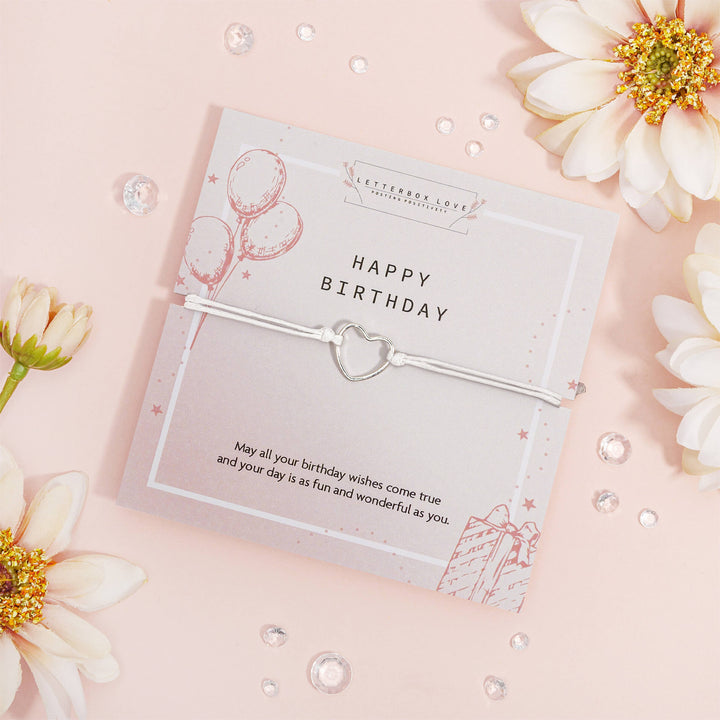 Happy Birthday Wish Bracelet Open Heart