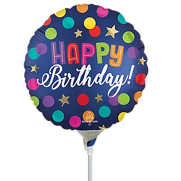 Happy Birthday Balloon on Stick 9"