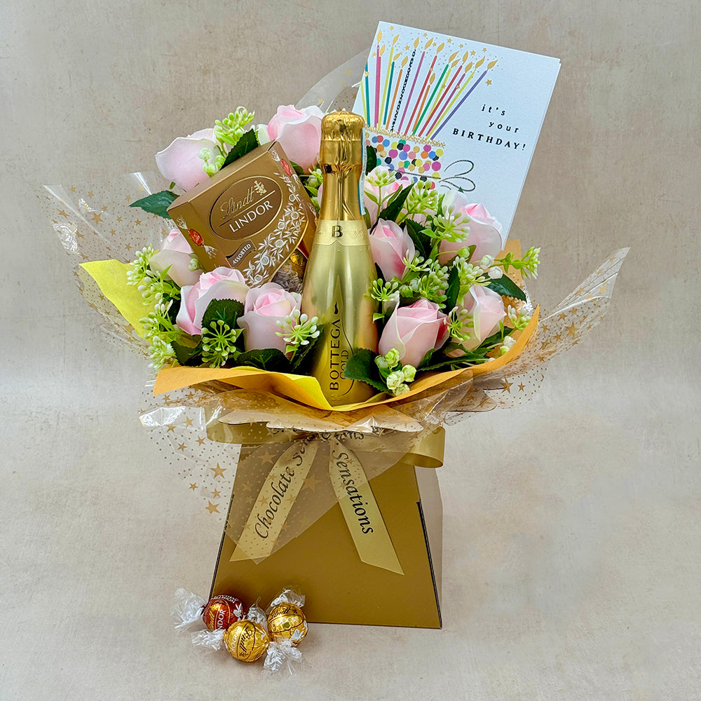 Happy Birthday Gift Set with Chocolates & Prosecco
