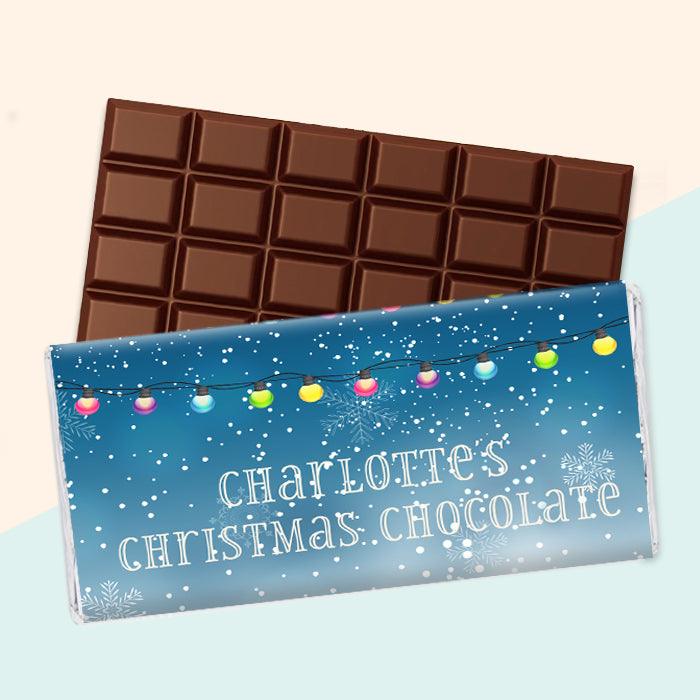 Personalised Festive Lights Christmas Chocolate Bar