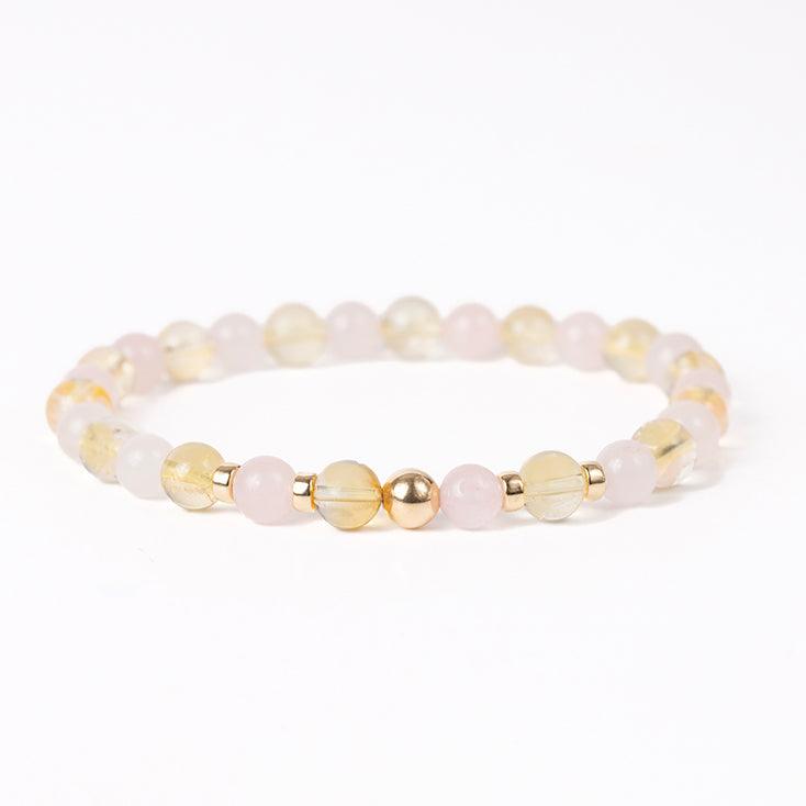 Rose Quartz and Citrine Gemstone Bracelet - 6mm