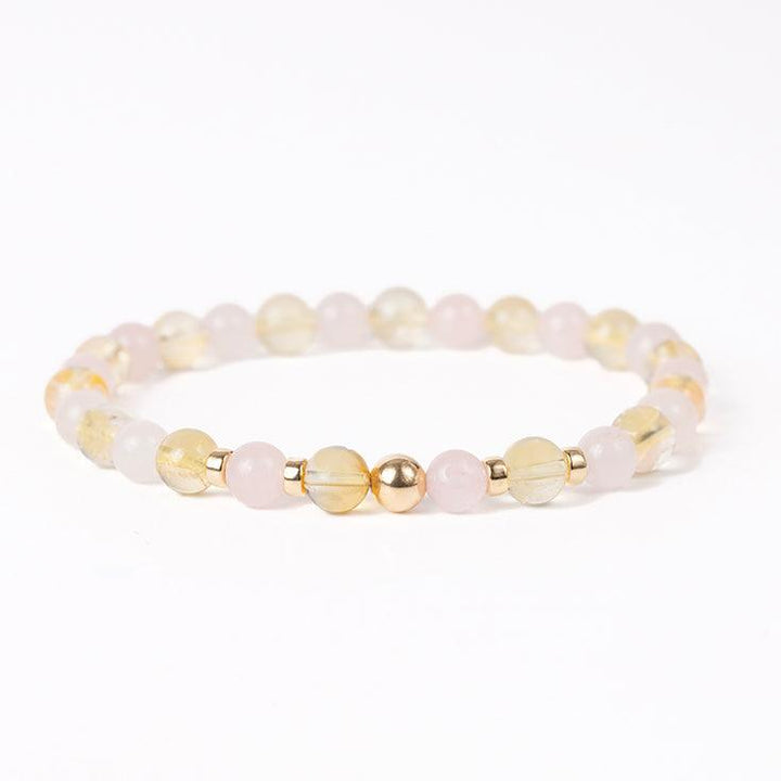 Rose Quartz and Citrine Gemstone Bracelet - 6mm