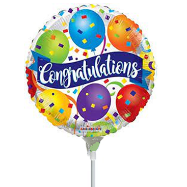 Congratulations Balloon on Stick 9"