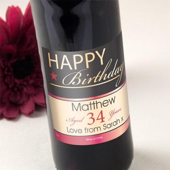Happy Birthday Red Wine Personalised