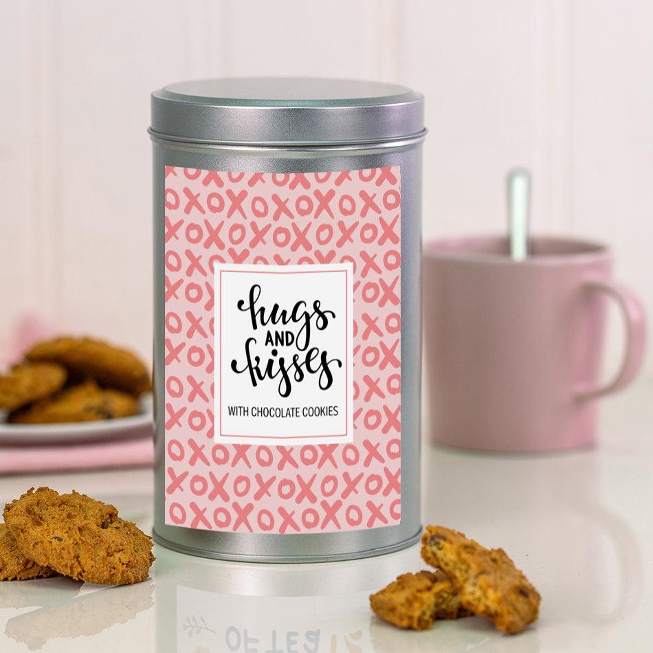 Hugs Kisses and Cookies Tin with a Dozen Biscuits