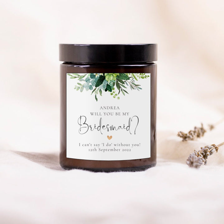 Will You Be My Bridesmaid Candle - Botanical Theme