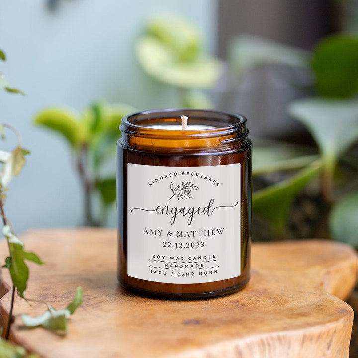 Personalised Engagement Candle - Botanical Leaf