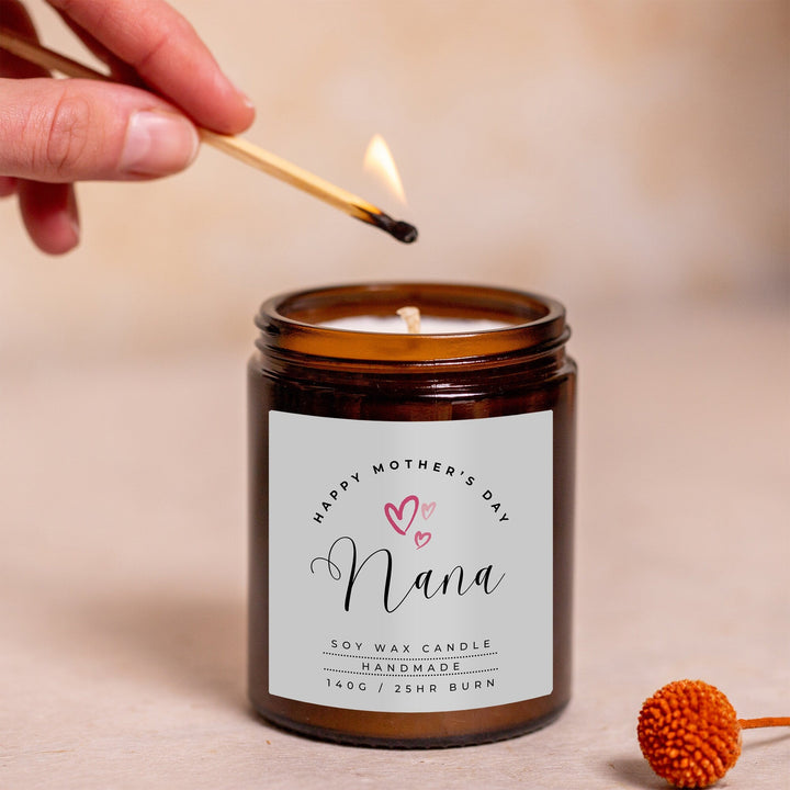 Mothers Day Candle Gift for Nana - Pink Hearts