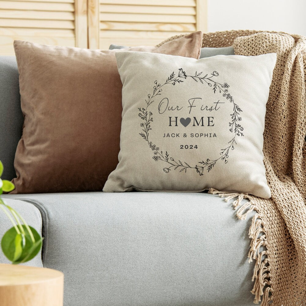 Our First Home Cushion Personalised Housewarming Gift