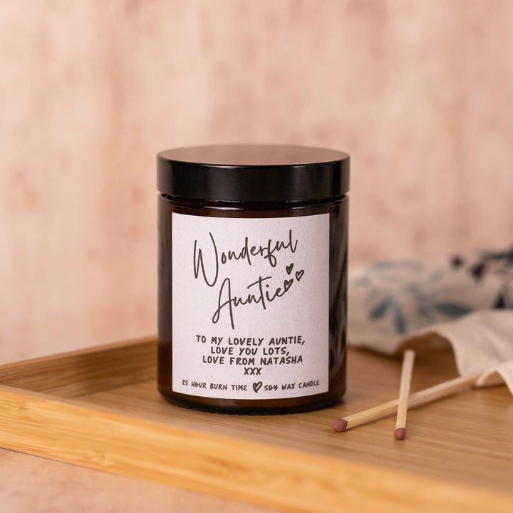 Personalised Wonderful Auntie Candle Gift with Message