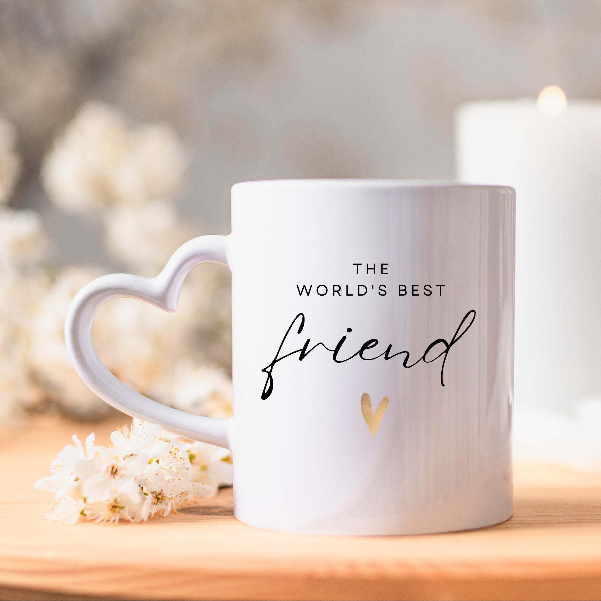Best Friend Gift Mug With Heart Handle Gold Heart – Smart Gift