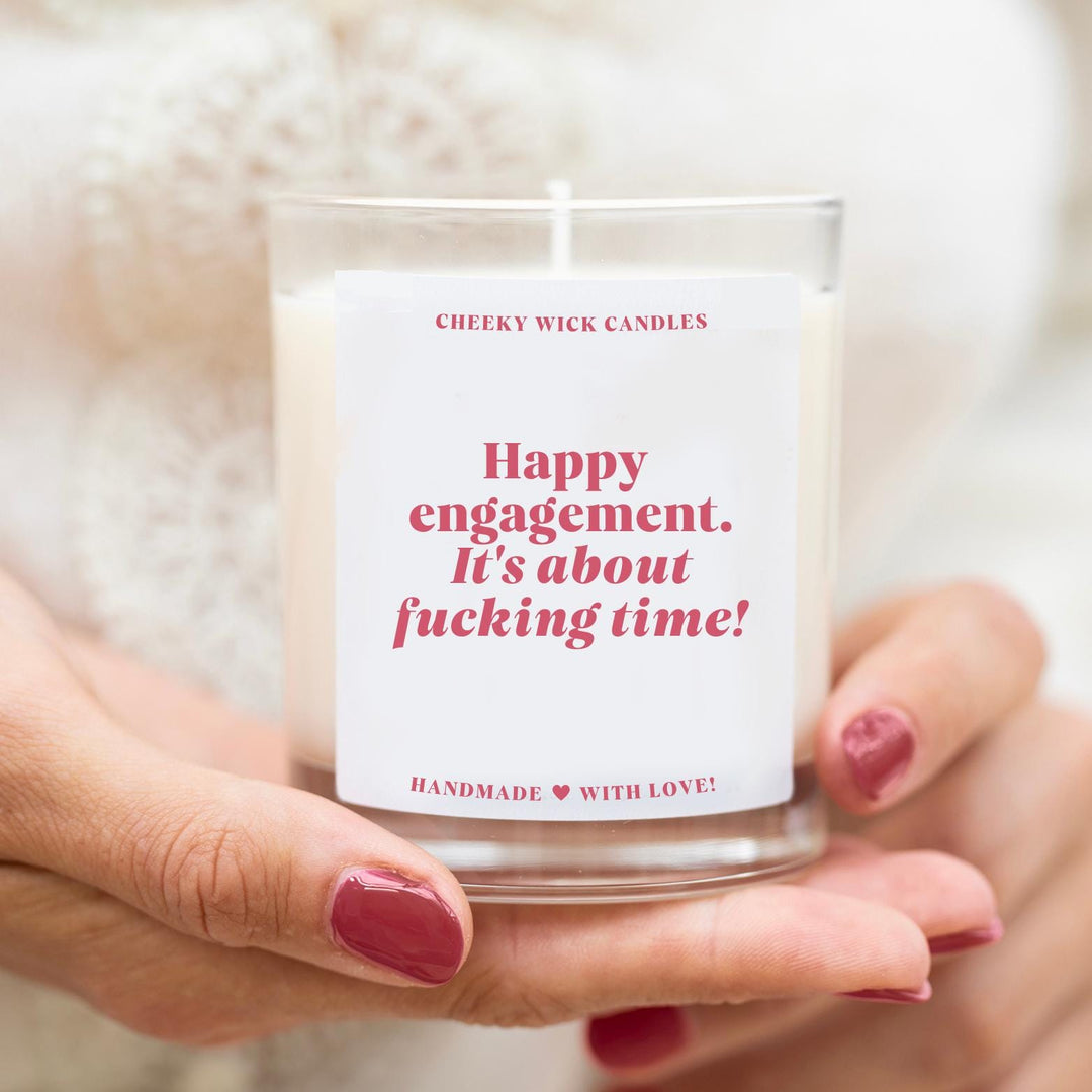 Happy Engagement It's About F*cking Time Candle Gift
