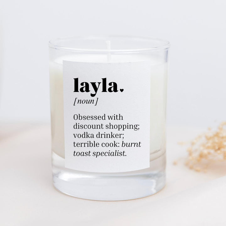 Personalised Dictionary Definition Candle