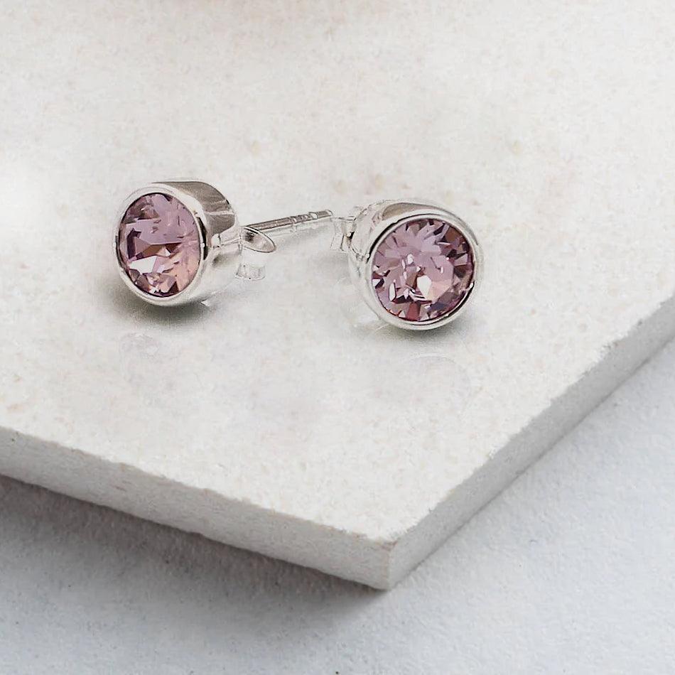 June Birthstone Earrings with Light Amethyst Swarovski Crystal