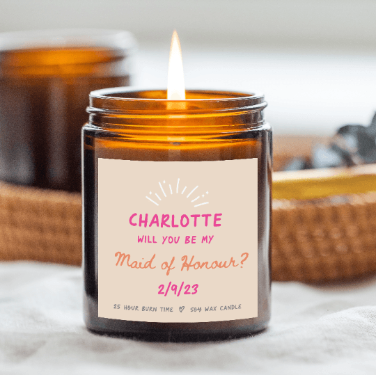 Personalised Maid of Honour Proposal Candle
