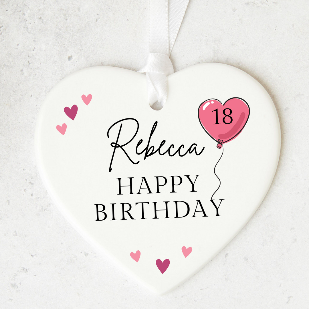 Personalised 18th Birthday Ceramic Heart Ornament