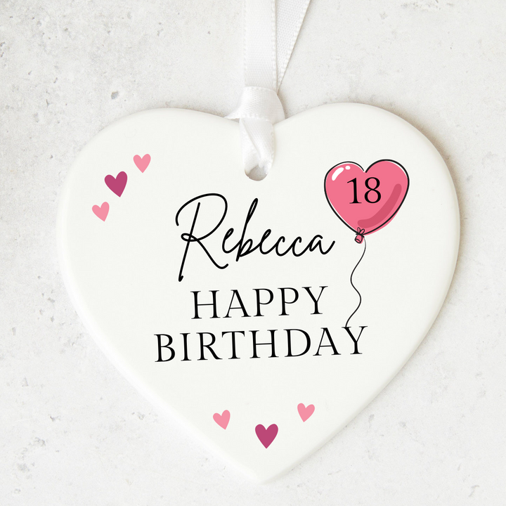 Personalised 18th Birthday Ceramic Heart Ornament