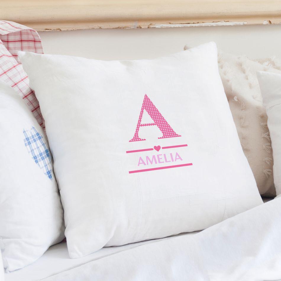 Personalised Pink Initials Cushion COVER