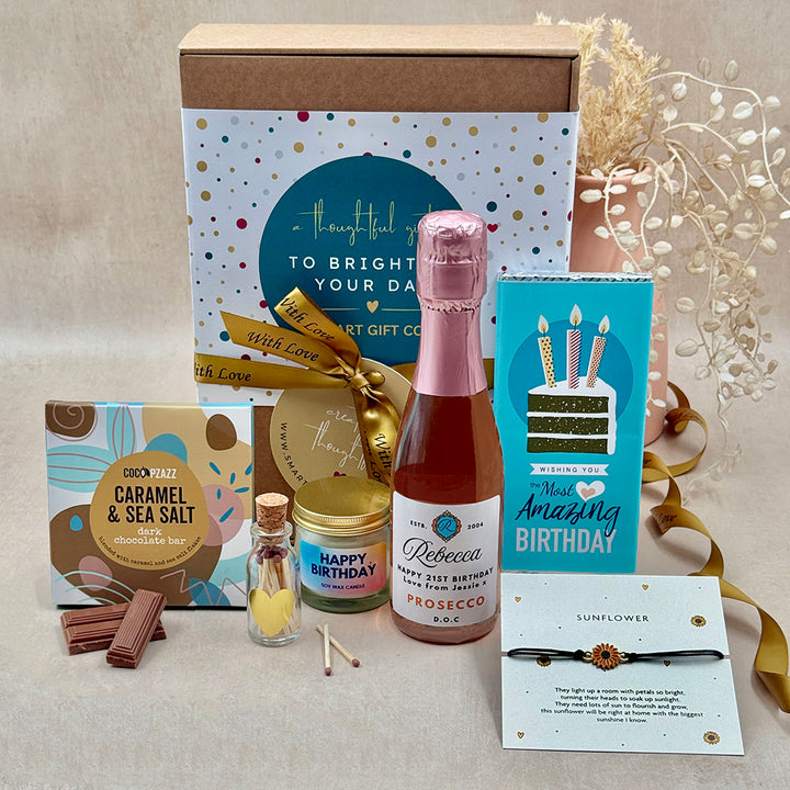 Personalised Birthday Gift Box for Her with Wishes Bracelet