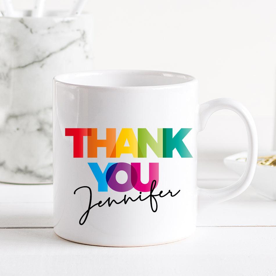 Personalised Rainbow Thank You Mug