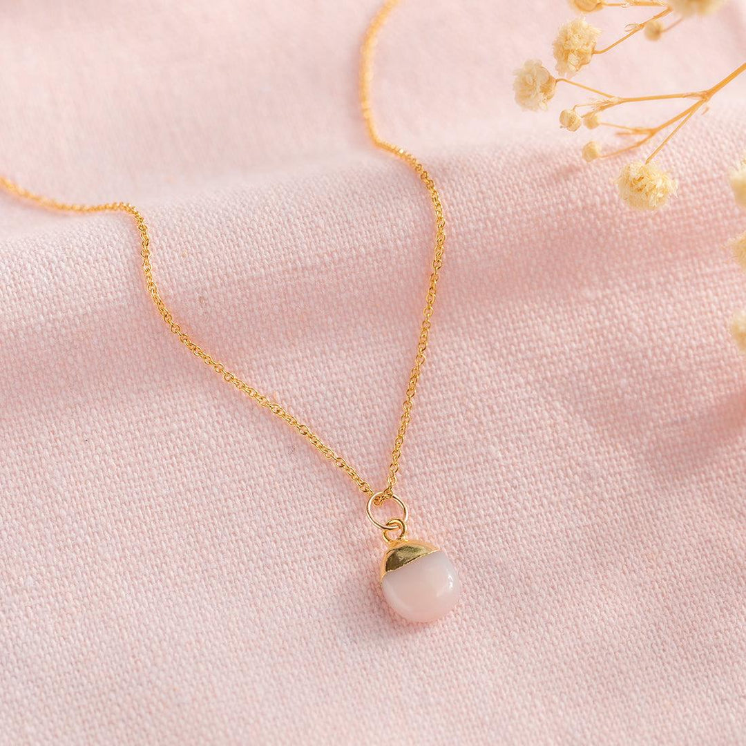 Tiny Teardrop Pink Opal Necklace
