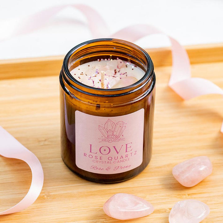 Rose Quartz Crystal Candle - Love