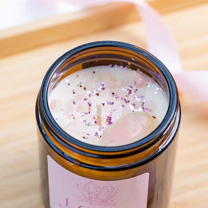 Rose Quartz Crystal Candle - Love