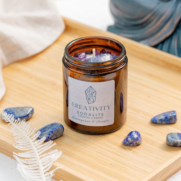 Sodalite Crystal Candle - Creativity