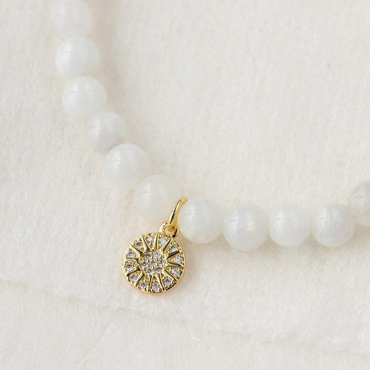 Rainbow Moonstone Bracelet with Celestial Charm