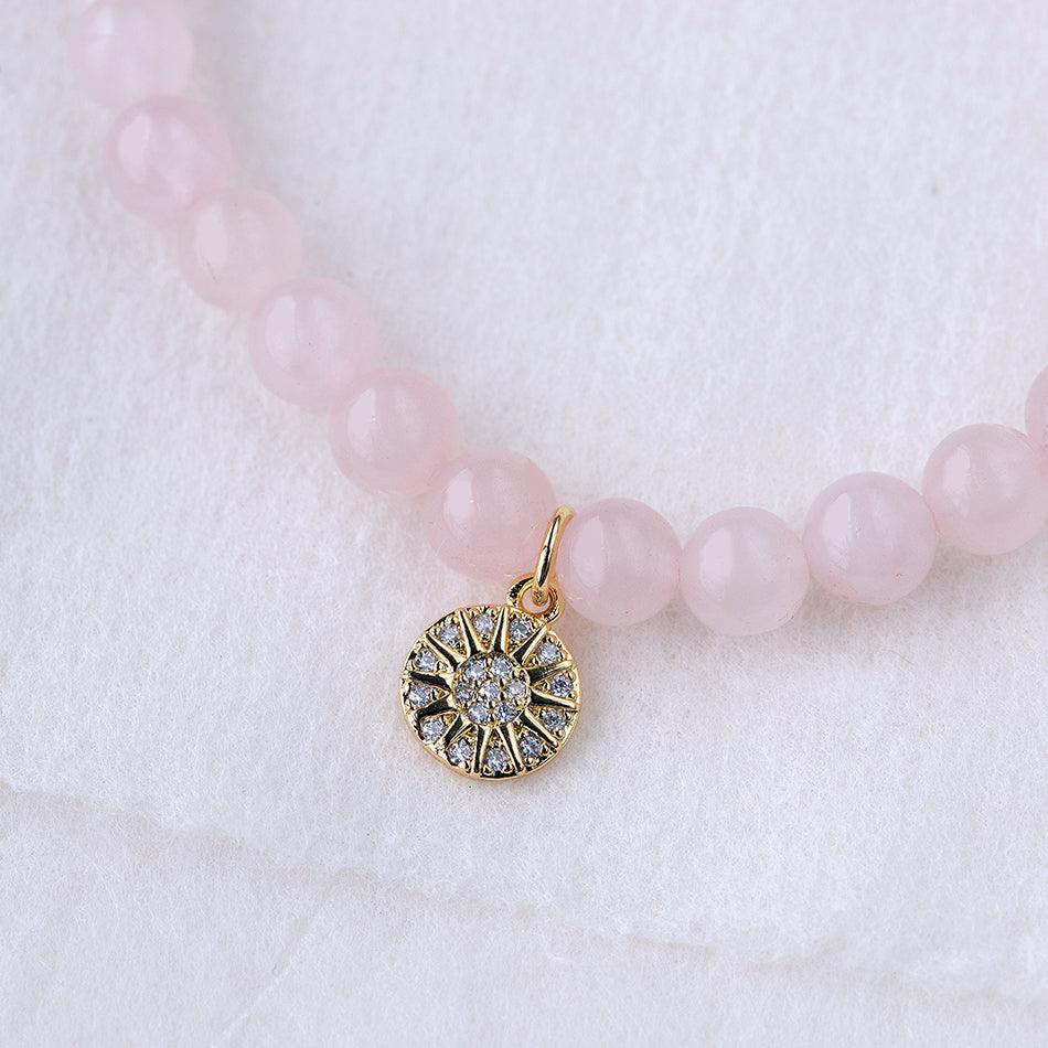 Rose Quartz Bracelet with Celestial Charm