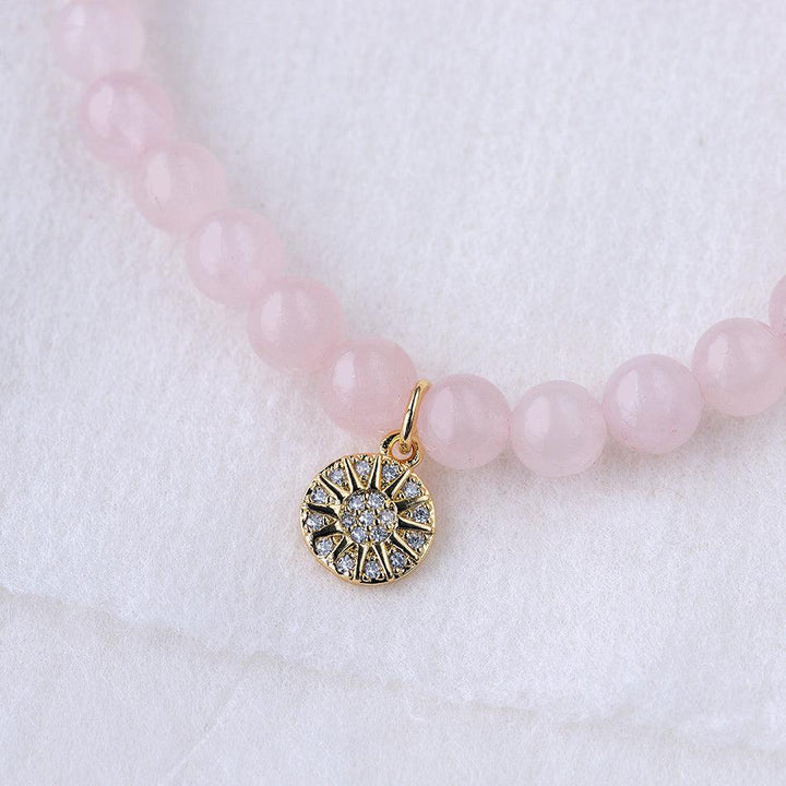 Rose Quartz Bracelet with Celestial Charm