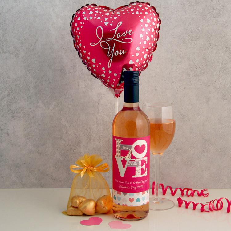 Personalised I Love You Wine Chocolates and Balloon