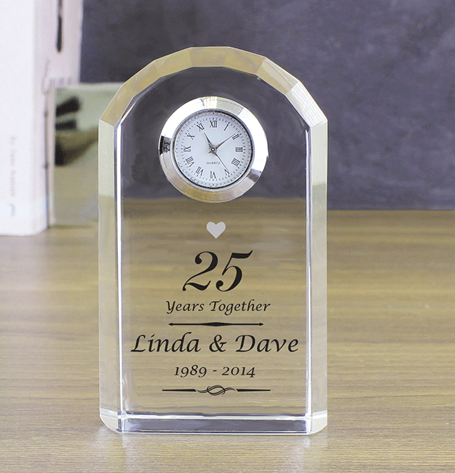 25th Wedding Anniversary Crystal Clock...