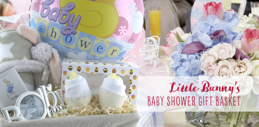 Little Bunny's Baby Shower Gift Basket... the perfect baby gift for the mum-to-be's baby shower party....