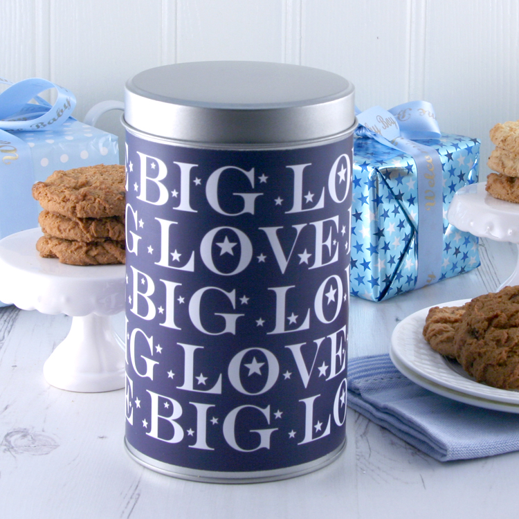 Big Love Cookies in a Keepsake Tin... perfect gift choice for a tin wedding anniversary...