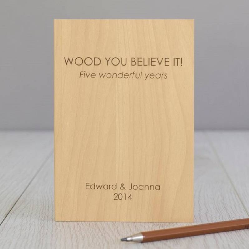 Personalised Wooden Slab Note Book... an ideal gift to celebrate a 5th Wedding Anniversary...