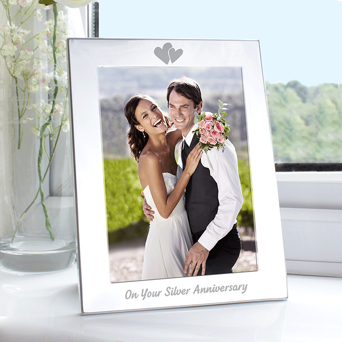 Engraved Silver Anniversary Photo Frame 