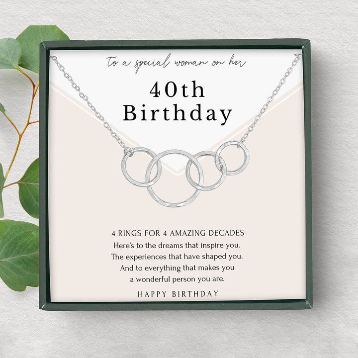 40th Birthday 4 Rings Eternity Necklace