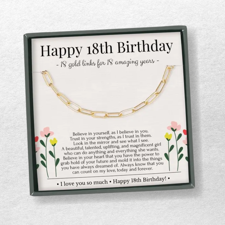 Gold Vermeil Links Necklace - 18th Birthday