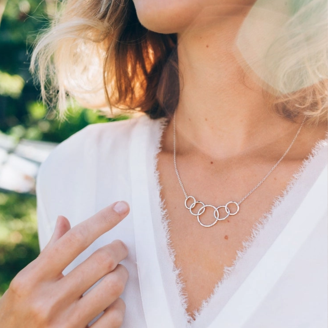 Eternity Circles Sterling Silver Necklace - 50th Birthday