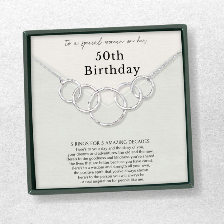 Eternity Circles Sterling Silver Necklace - 50th Birthday