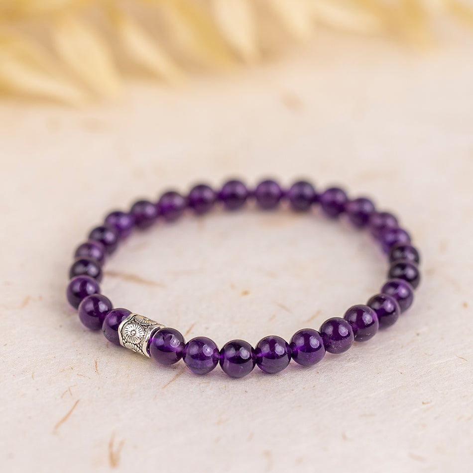 Amethyst Gemstone Bracelet 6mm - Djuna Studios