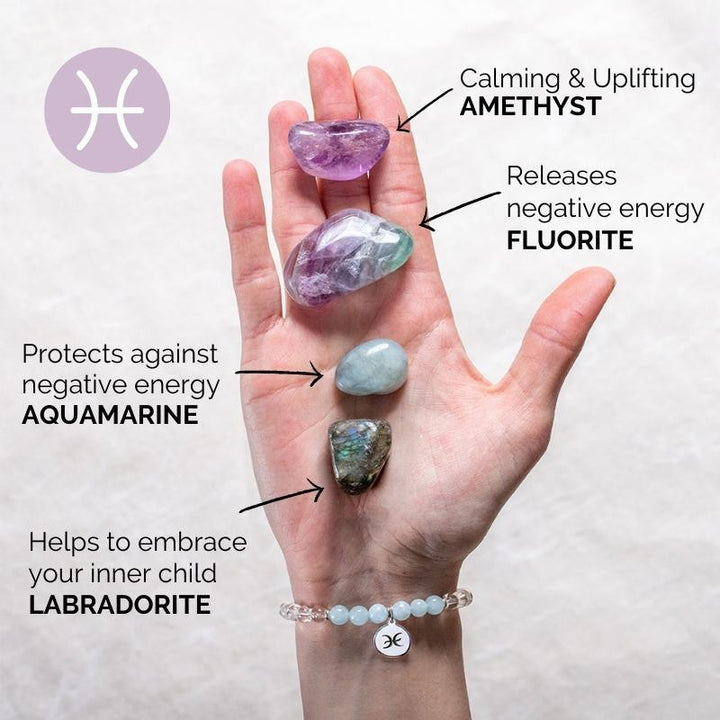 Pisces Zodiac Gift Set with Crystal Bracelet