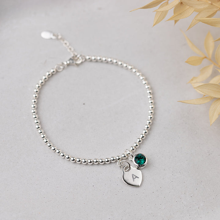 Personalised May Birthstone Bracelet - Emerald Crystal - Djuna Studios