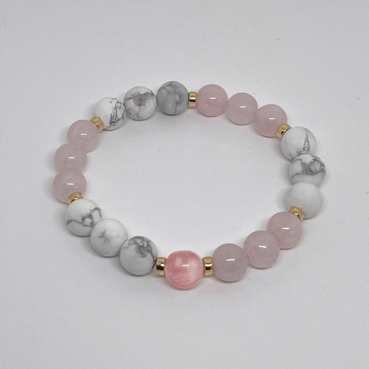 Serenity and Love - White Howlite & Cherry Quartz Bracelet